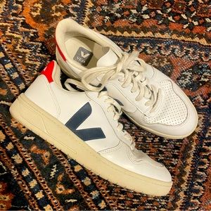 Veja V-10 red white navy leather sneaker